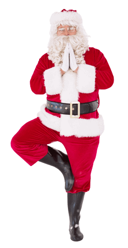 Santa Claus in yoga pose